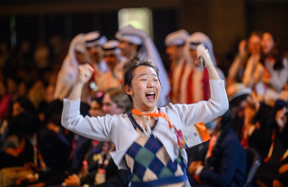 Students celebrating at the ISEF awards ceremony