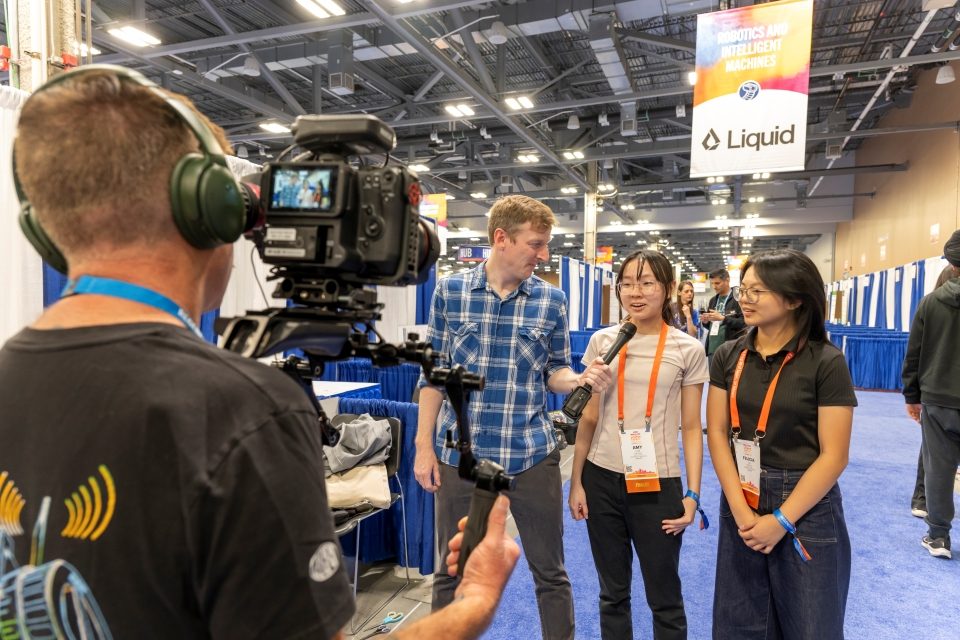 ISEF fair floor in Phoenix - finalists interviewed at their booth